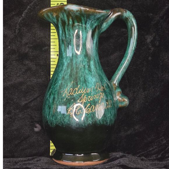 Vintage Canuck LaBella Pottery souvenir pitcher blue drip glaze - Picture 1 of 6